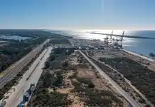 Vista aérea de la Zona de Actividades Logísticas del puerto de Huelva